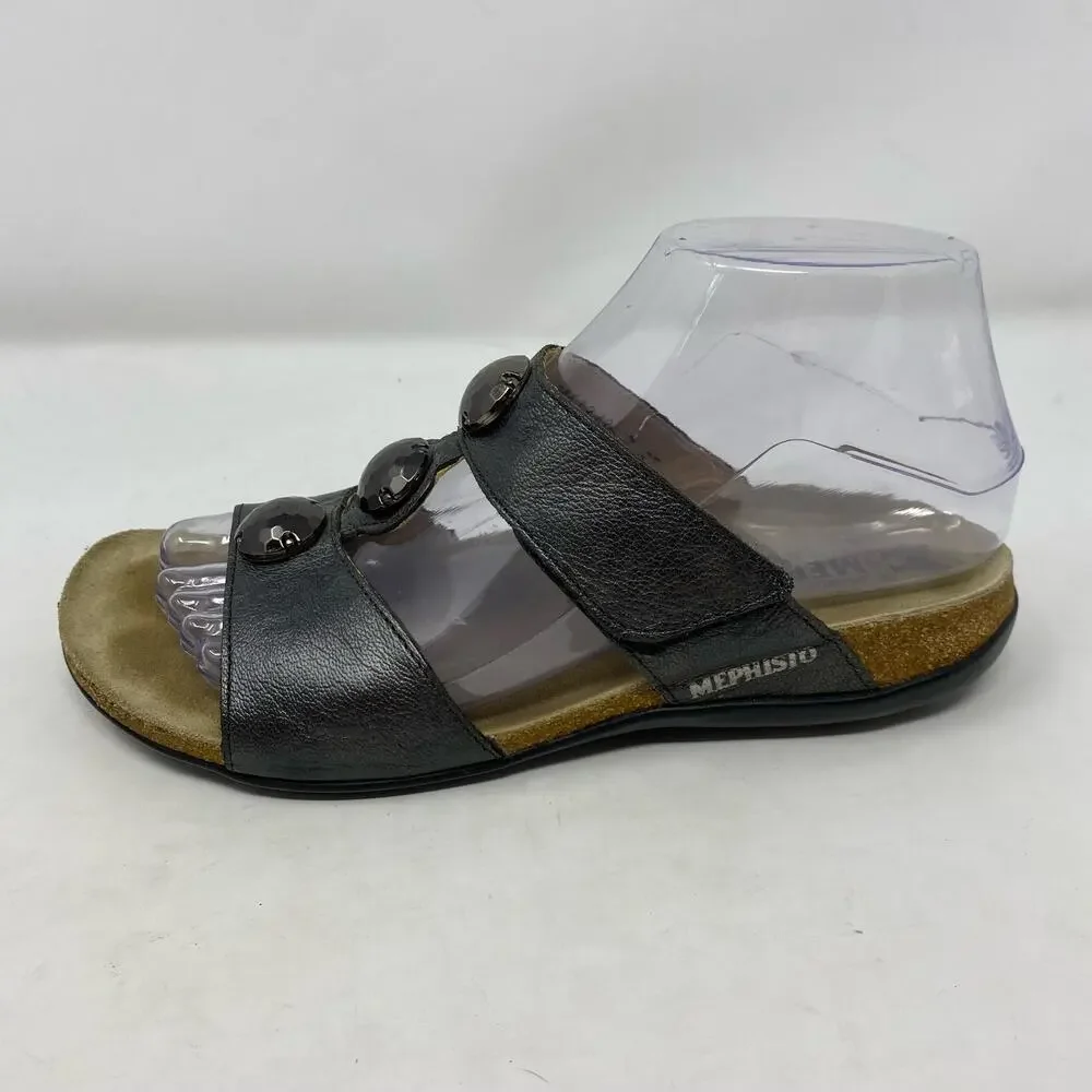 Mephisto Air Relax Leather T-Strap Slide On Sandals Womens Size 6.5